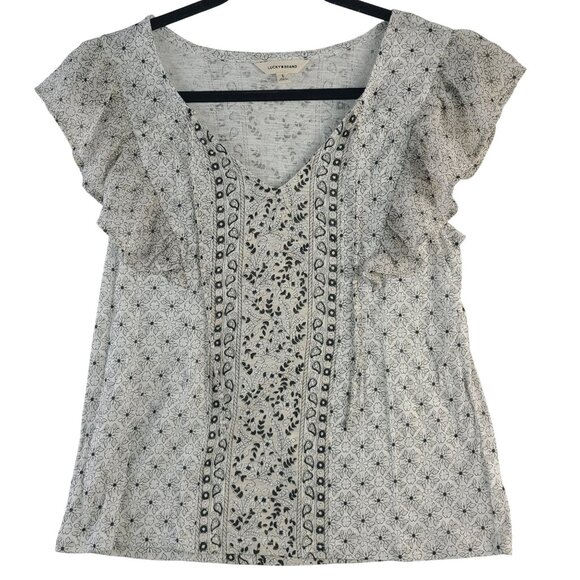 Lucky Brand Tops - Lucky Brand Womens Ruffle Sleeve Floral Printed Top Small